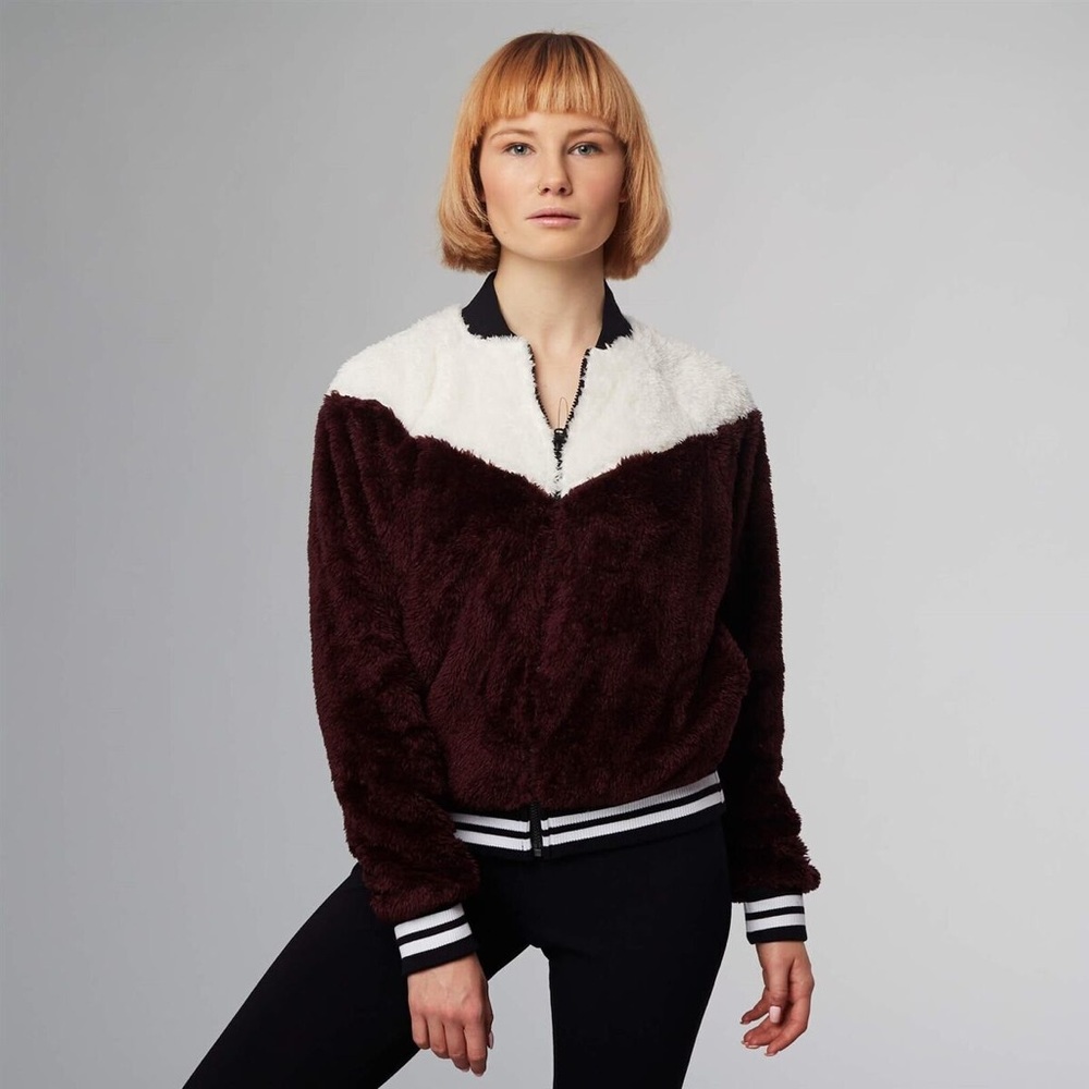 Nike Women's Burgundy and White Teddy Jacket